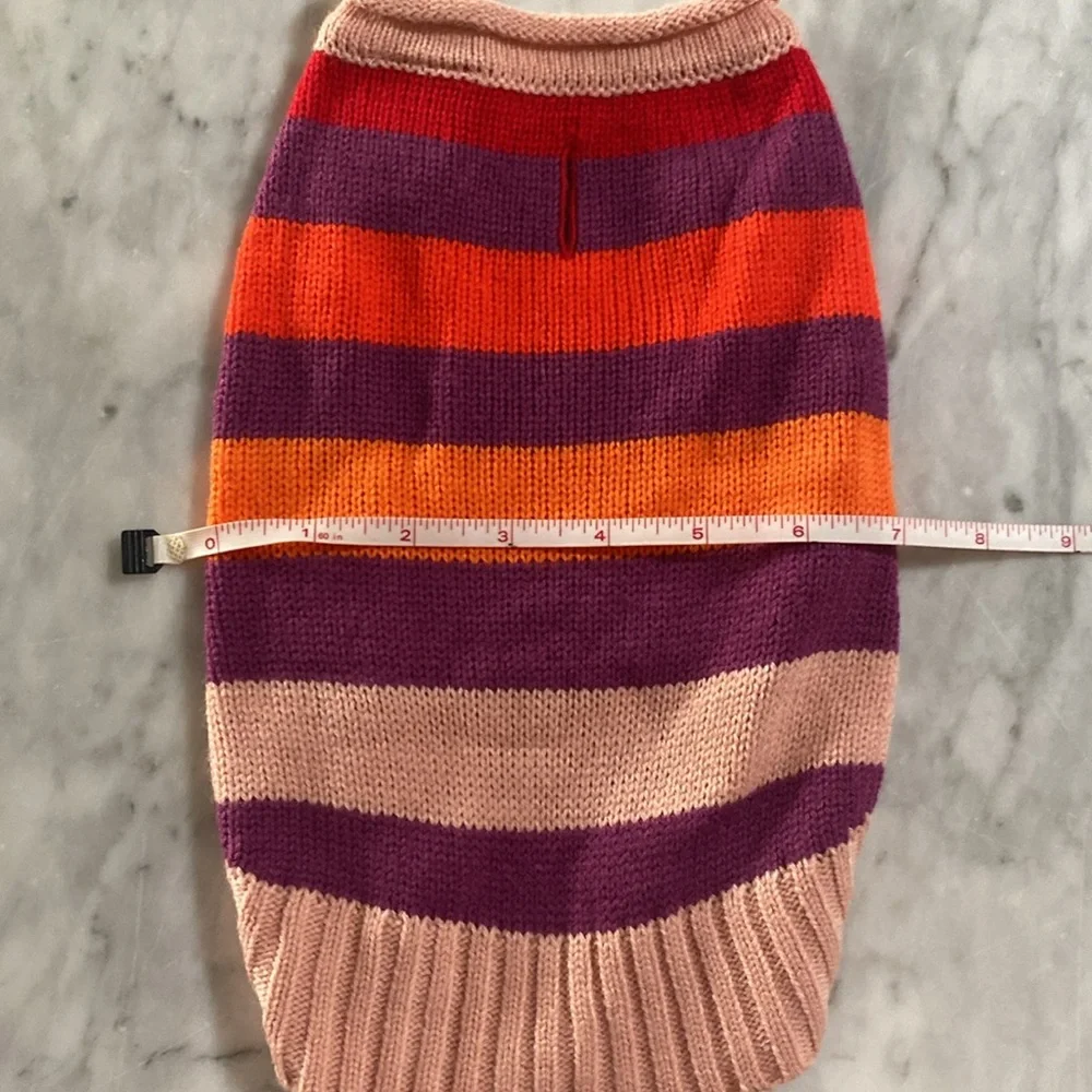 Vibrant Striped Dog Sweater XS | Cozy Knit Pet Clothing in Pink, Purple
